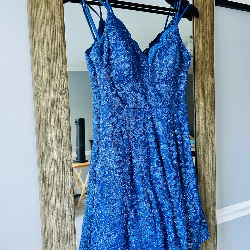 Elegant Blue Lace Dress